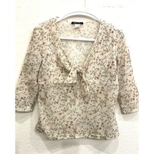 Vintage Only Nine Floral Women's Top large Sheer Shirt Career Office Y2K Fairy